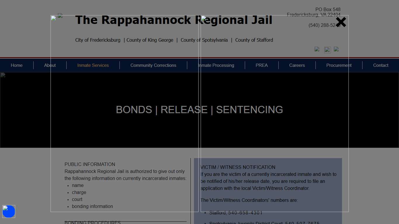 Rappahannock Regional Jail | Bonds, Release, Sentencing